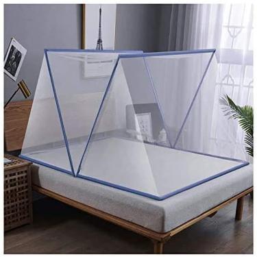 Imagem de KRASS Mosquiteiro Cama Dossel Pop Up Dobrável Fácil de Configurar Anti Mosquito Mordidas Para Cama Camping Viagem Casa Ao Ar Livre, Azul, 120 * 190, Colecionador 88