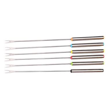 Imagem de Mimo Style Conjunto de 06 Garfos Para Fondue 24cm, Produzido Inteiramente em Aço Inoxidável. Possuem Pontas Coloridas Para Identificação de Cada Garfo. Resistente e Durável
