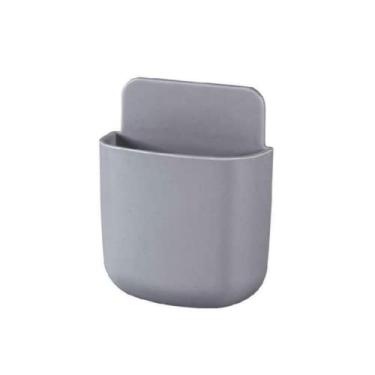 Imagem de Caixa de armazenamento autoadesiva para escritório em casa de 2 peças, ar condicionado, TV, controle remoto, suporte para telefone, suporte para caneta, caixa de armazenamento (Cinza)