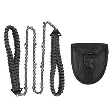 Imagem de Motosserra de bolso com alça de paracorda, motosserra de bolso com alça de paracord, equipamento de sobrevivência ao ar livre para acampamento design dobrável motosserra dobrável