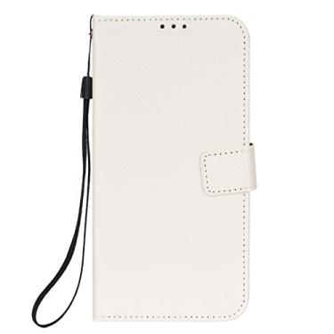 Imagem de DENSUL Capa carteira para Sony Xperia 10 IV, capa dobrável de couro PU com slots para cartão e suporte, capa interna de TPU à prova de choque, branca