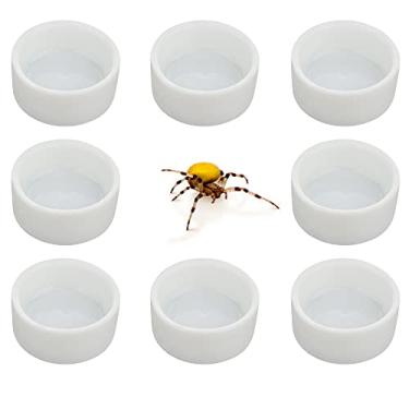 Imagem de 8 peças de micro tigela de água de cerâmica para tarântula mini prato para tarântula aranha escorpião grilo caracol Manti milipédia minúsculos insetos (branco)