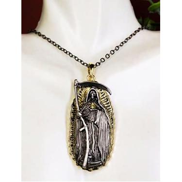 Imagem de Ebros Gift Colar de estanho Muerte Dia dos Mortos, Papai Noel, Nossa Senhora da Morte, sem chumbo, acessório banhado a ouro, joia