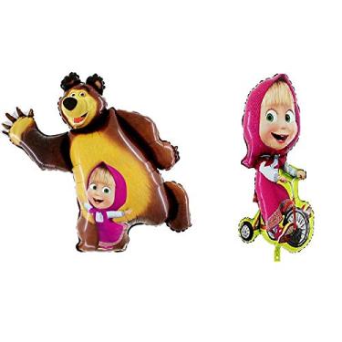 Imagem de Conjunto de balões de folha Masha and the Bear Party 89 cm + 99 cm: 2 peças (1 de cada design)