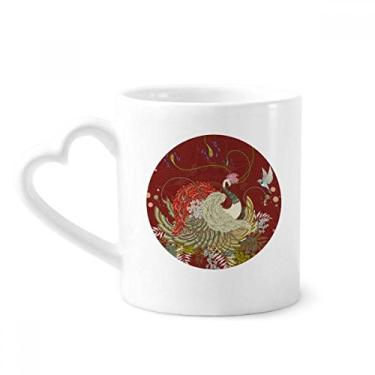 Imagem de Flor asa pássaro Ukiyo-e folhas caneca café cerâmica copo de coração de vidro