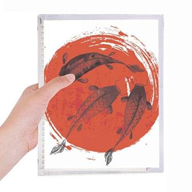 Imagem de Caderno abstrato de animal de carpa vermelha japonesa diário de folhas soltas recarregável, papelaria