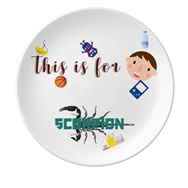 Imagem de Prato de porcelana Scorpion natural inseto simetria prato redondo para jantar menino homem