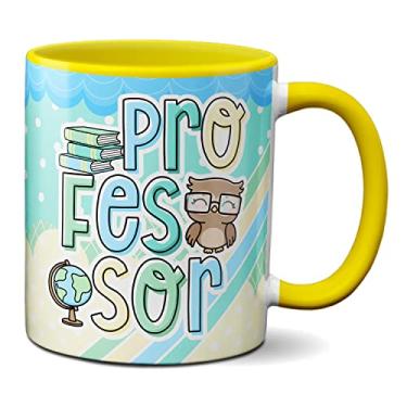 Imagem de Caneca Professor Profissional Coruja Livros Presente Fofo (Amarela)
