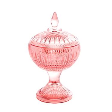 Imagem de Potiche Decorativo de Cristal com Pé Queen Rosa 11cm x 18cm - Wolff