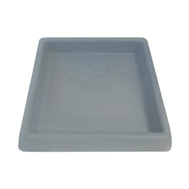 Imagem de Prato Base Quadrado Vaso De Planta Polietileno 21 Cm Cinza