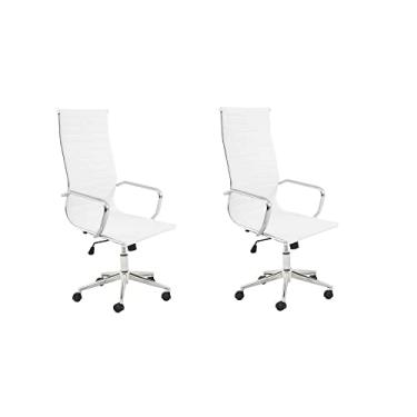 Imagem de Conjunto 2 Cadeiras de Escritório Presidente Giratória Sevilha Alta Rivatti Branco