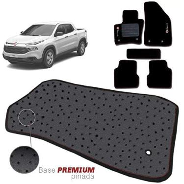 Imagem de Jogo de Tapete Carpete Tevic Pinado Fiat Toro 2016 17 18 19 Impermeável Lavável Logo Bordado 5 Peças