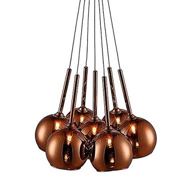 Imagem de Pendente Em Metal Na Cor Cobre, Com Cúpula Em Vidro Na Cor Cobre, Com Soquete 7xg9, Com Potencia Maxima De 40w, Medindo 42x13cm New Line 110v