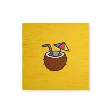 Imagem de Arte Maníacos Quadro decorativo com moldura caixa branca em Madeira - Bebida Coco - 30x30cm
