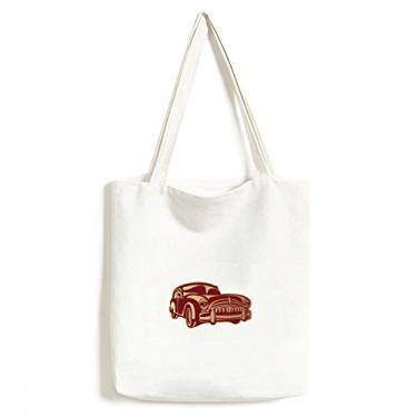 Imagem de Sacola de lona com desenho de carros clássico vermelho escuro bolsa de compras bolsa casual