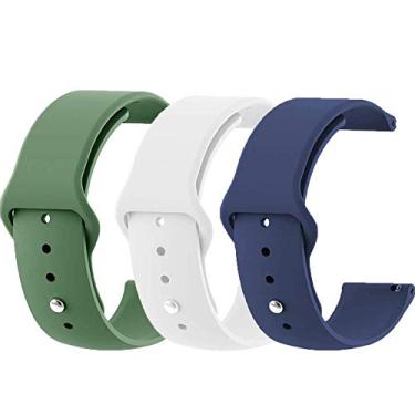 Imagem de Kit 3 Pulseiras NSmart compatíveis Garmin Forerunner 245 645 Music Vivomove Vivomove HR e Active 3/4 - Nandos-Store (Kit 3 - Verde militar+Branca+Azul Petroléo)