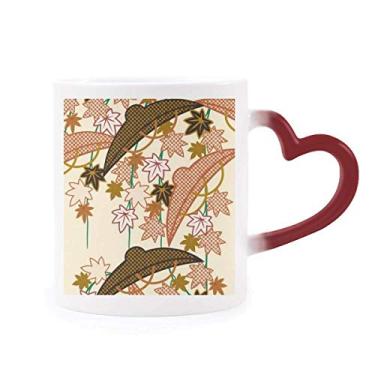 Imagem de Caneca com pintura de cultura japonesa marrom sensível ao calor vermelha muda de cor