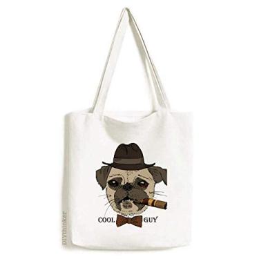 Imagem de Bolsa de lona estilo britânico suave fumê para cães e cigarros bolsa de compras casual