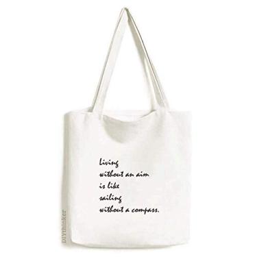 Imagem de Bolsa de lona com citação People Must Live With An Aim bolsa de compras casual