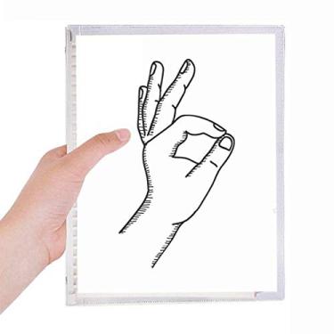 Imagem de Caderno com estampa de linha de gestos OK com folhas soltas, diário recarregável, papelaria