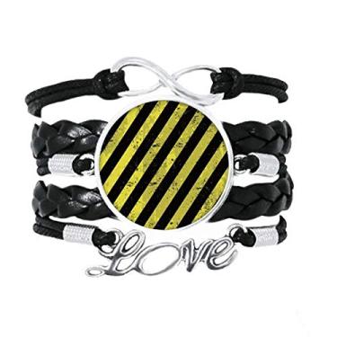 Imagem de OFFbb-USA Pulseira preta e amarela com logotipo, pulseira sem pisos, acessório de amor, pulseira de couro torcido para presente