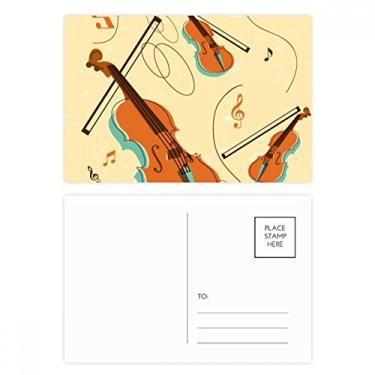 Imagem de Conjunto de cartões postais de violino com estampa de instrumentos musicais, cartão de agradecimento