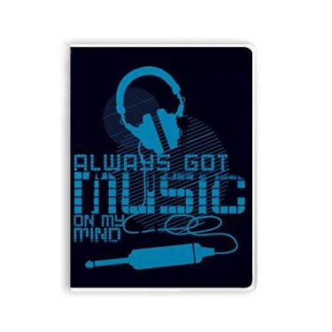 Imagem de Diário de capa macia para caderno com estampa de música de fone de ouvido azul