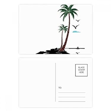 Imagem de Conjunto de cartão postal de aniversário com gaivotas, nuvem de coco, cartão de agradecimento