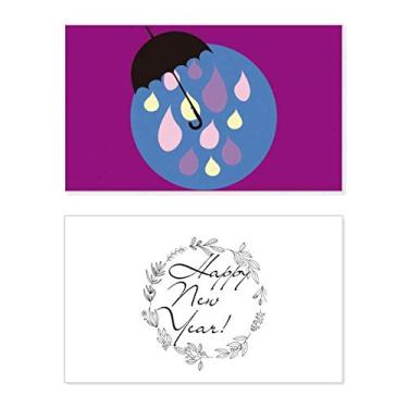 Imagem de Umbrella Cloud Rain Drip Weather New Year Festival Cartão de felicitações Bless Mensagem presente