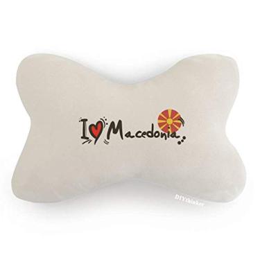 Imagem de DIYthinker I Love Macedonia Palavra Bandeira Amor Coração Ilustração Acabamento Carro Pescoço Decoração Almofada Almofada Almofada Almofada