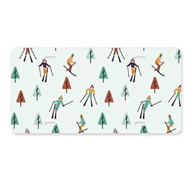 Imagem de DIYthinker Placa de carro para decoração de carro de aço inoxidável com ilustração de atleta e esporte de inverno