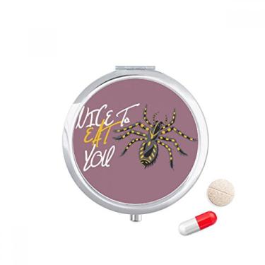 Imagem de Caixa de pílula com estampa de teia de aranha e insetos, caixa de armazenamento de remédios