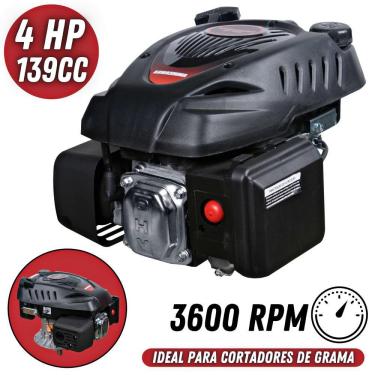 Imagem de Motor Estacionário Vertical Kawashima GV400 Com Eixo Curto À Gasolina 4HP 139cc 4 Tempos 3600rpm Para Cortador de Grama