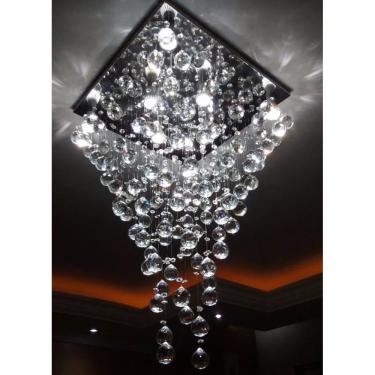 Imagem de  Lustre Cristais K9 Base Inox 45X45cm