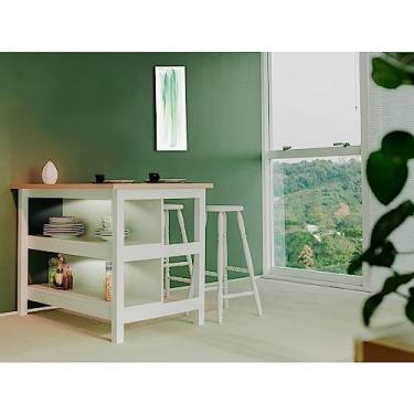 Imagem de Bancada gourmet ilha Cozinha+ kit luz+2 Banq. Ditália Cd1019 cor:branco