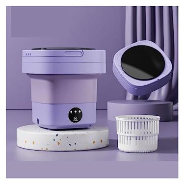 Imagem de Poderosa máquina de lavar portátil pequena nova máquina de lavar dobrável e de lavar integrada de 6,5 l pequena máquina de lavar dormitório estudantil portátil (cor: roxo 6,5 l)