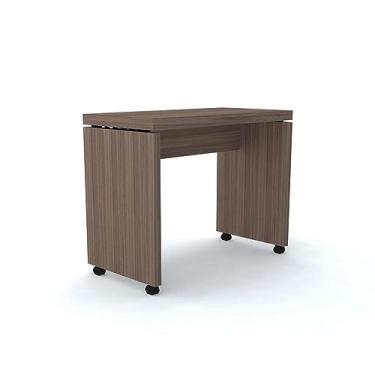 Imagem de Mesa Aparador 90 x 50 cm Pé Painel com Rodízio Pe50 em Mdp Cor Walnut detalhe Preto