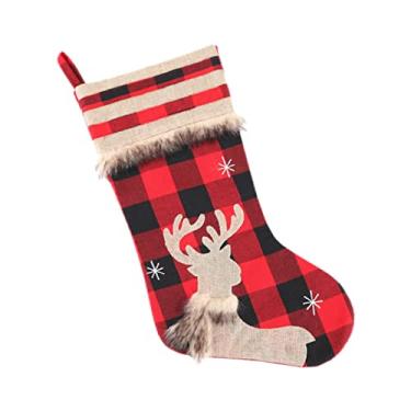 Imagem de Abaodam 1Pc Meias De Natal Meias Personalizadas Meias Para Crianças Meias Penduradas De Alce Sacos De Presente De Serapilheira Decoração Para Crianças Meia Decorativa