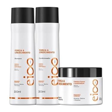 Imagem de Kit Eico Pro Força e Crescimento Shampoo 300ml Condicionador 300ml Máscara Tratamento Fortalecedor 300g