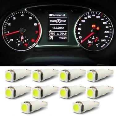 Imagem de Kit 10 Lâmpadas Led Pinguinho T5 1 Led Painel Carro Moto (6000k)