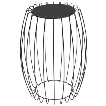 Imagem de Mesa Apoio Lateral 43 cm Tampo Vidro Preto Base Metal Preto Nacc