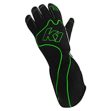 Imagem de Luvas de corrida K1 Race Gear RS1 com costura reversa Kart (verde/preto, médio) - 13-RS1-V-M