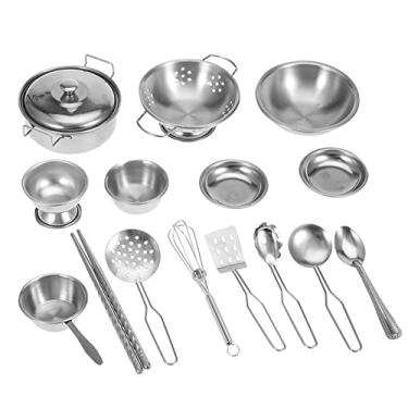Imagem de Brinquedos De Cozinha Para Meninos E Meninas,Conjunto De Panelas Em Miniatura, Panelas De Aço Inoxidável, Utensílios De Cozinha, Conjunto De Panelas Para Crianças, Conjunto De Panelas(16件)