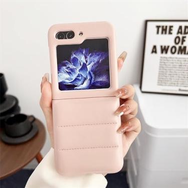 Imagem de para Samsung Z Flip5 Luxury Down Jacket Rhombic Case para Samsung Galaxy Z Flip 5 4 3 ZFlip flip4 5G 3D Lattice Capa de cor sólida, PinkYR, para Samsung Z Flip 4