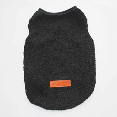 Imagem de PIXRIY Colete de suéter para cachorro pequeno, casaco de lã quente para clima frio de inverno roupas de cachorro sem mangas casaco de lã para chihuahua pooodle Teddy (grande, preto)