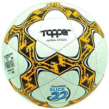 Imagem de Topper 22, Bola Futsal Costurada Adulto Unissex, Branco/Laranja/Preto, 65