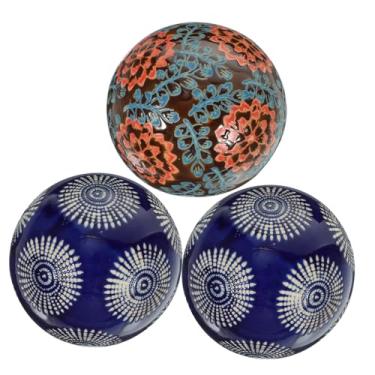 Imagem de Ciieeo 6 Peças Bola Decorativa De Cerâmica Esferas De Cerâmica Para Tigelas Decoração Azul Bolas De Cerâmica Para Aquário Vaso De Flor Azul Vintage Vidro De Tiro Mesa De Café