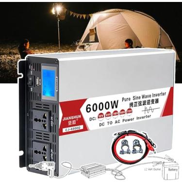Imagem de Inversor De Energia De Onda Senoidal Pura, Com Display + Porta Usb + 2 * Universal, 12v/24v/48v/60v Dc Para 110v/220v Conversor Ac, ProteçãO MúLtipla, Carro/CaminhãO/Rv,4000W-12vto110V