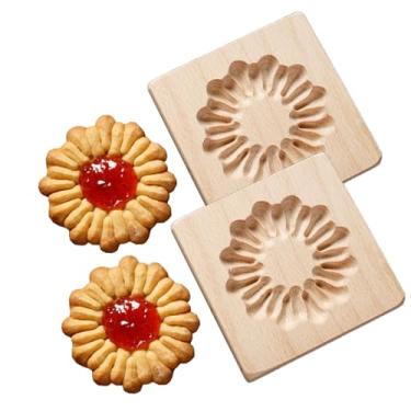 Imagem de 2Pack Wooden Cookie Mold, 3D Baking Mold for Making Cookie Dough, Embossing Cookie Cutter Craft Decorating DIY Baking Tool for Christmas, Halloween Thanksgiving Kitchen (F)