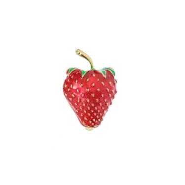 Imagem de Broche de morango vermelho broche de fruta doce Starwberry broche de lapela para vestido terno casaco crachás de morango para chapéu bolsa camiseta, Zinco, Sem pedras preciosas